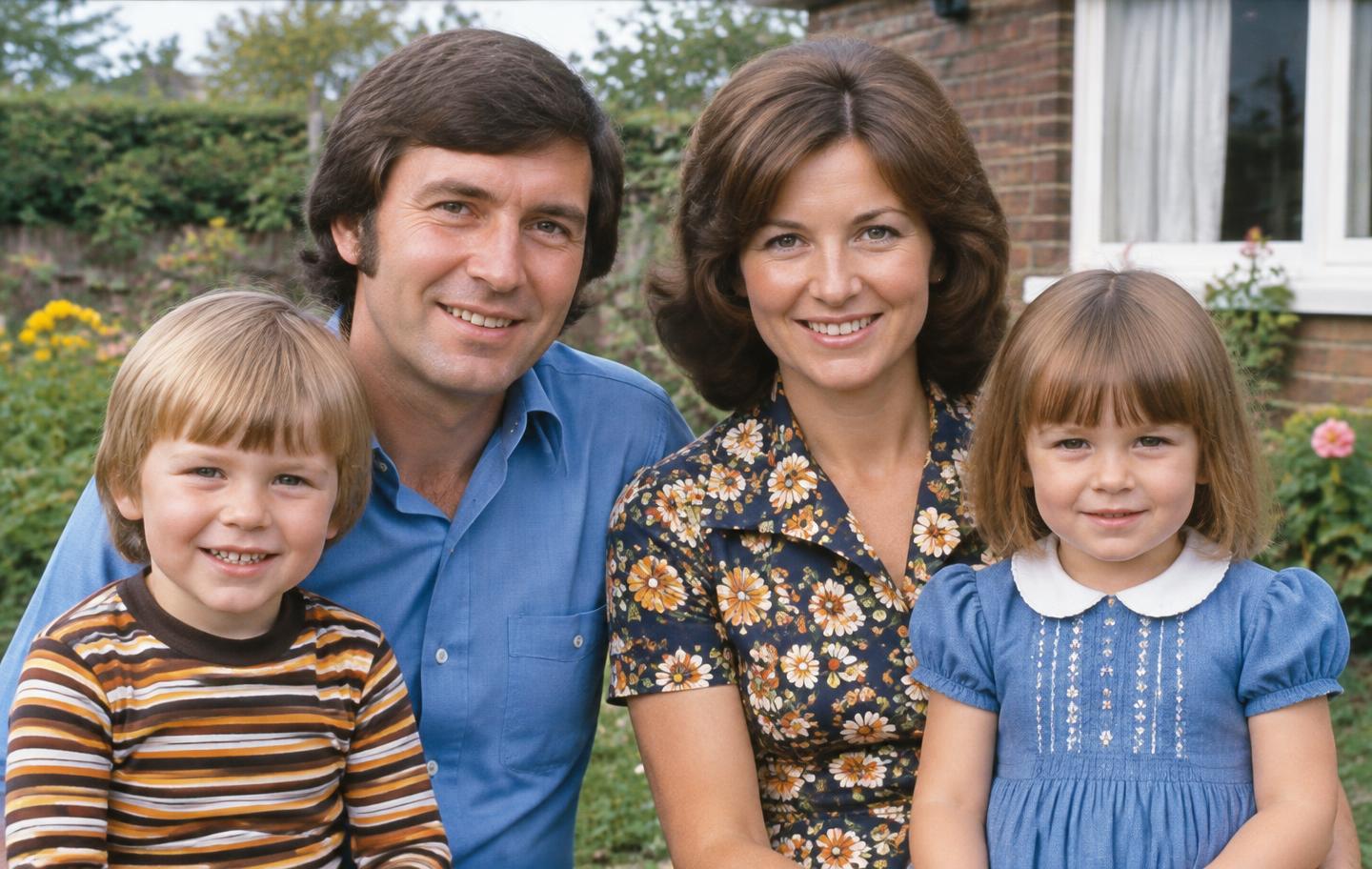 A 1970s family photograph after restoration and gentle colourisation